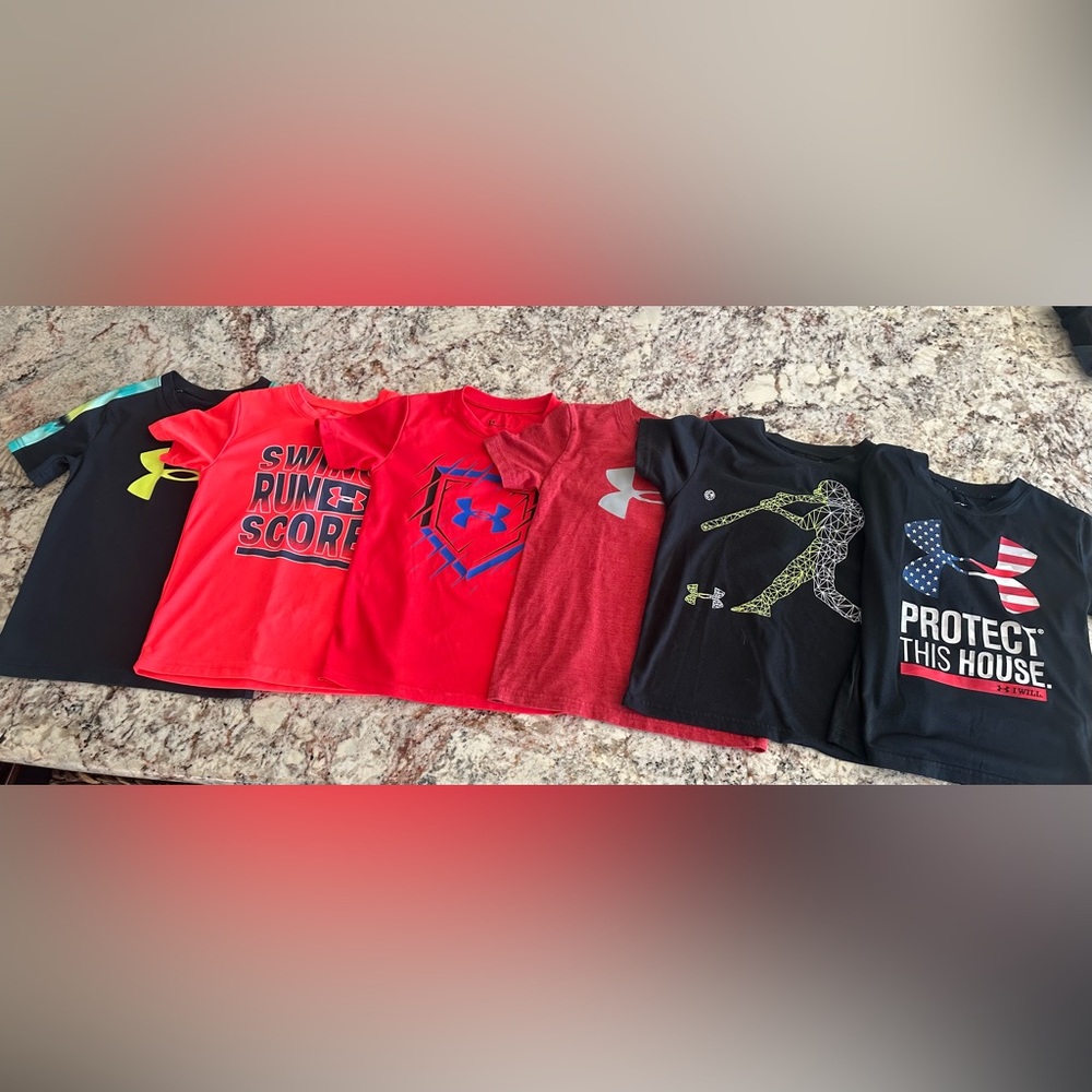 Under Armour Kids' Red and Black Short Sleeve Tees
